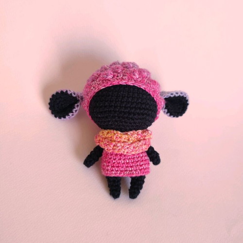 Amigurumi doll new, black girl with pink dress
