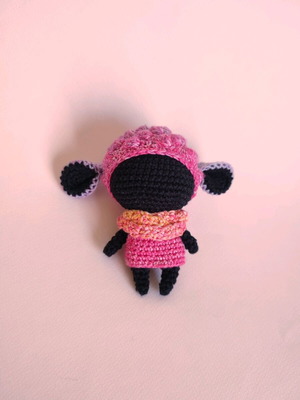 Amigurumi doll new, black girl with pink dress