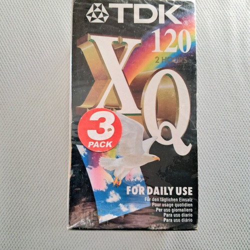TDK XQ 120 VHS video cassettes new, pack of 3