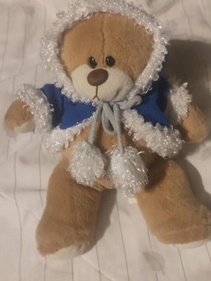 Teddy bear with beautiful blue coat like new