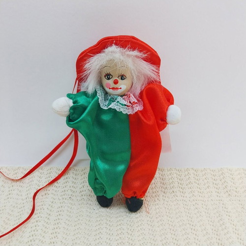 Miniature clown doll from Germany with ceramic face like new