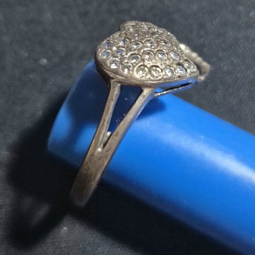 Silver 925 Iris ring with double heart and zircon, like new, size 19