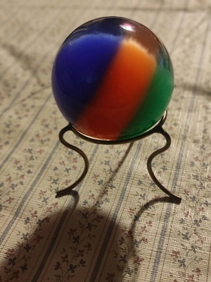 Crystal ball with three colors and base like new