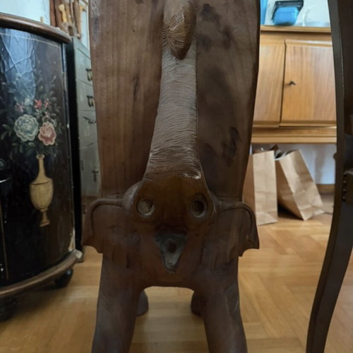 Handmade African chair used with elephant carving