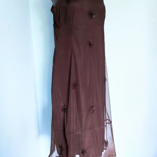 Τούλινο φόρεμα Fransa σαν καινούργιο, XL-XXL, σκούρο σοκολατί με χάντρες και παγιέτες