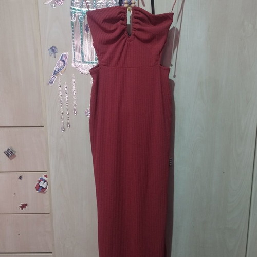 Bershka red midi dress like new, slim fit with side and neckline cutouts