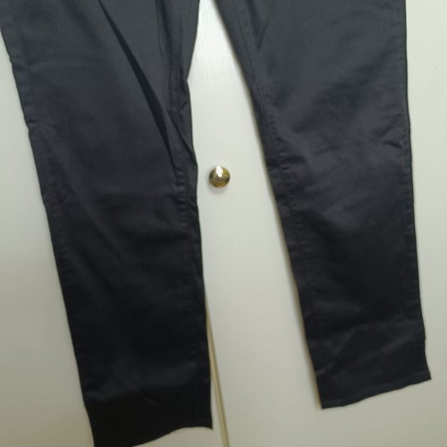 Straight-Cut Black Pants New with Satin Finish and Decorative Studs