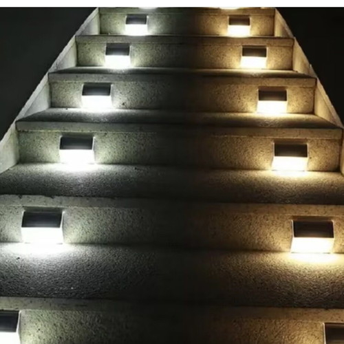 Solar deck lights set of 4 with switch, energy-saving outdoor LED
