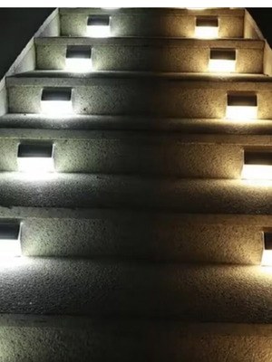 Solar deck lights set of 4 with switch, energy-saving outdoor LED