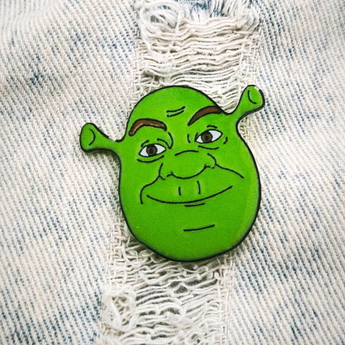 Shrek pin new, green, 3.5 cm