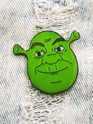 Shrek pin new, green, 3.5 cm
