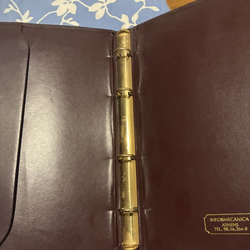Vintage leather agenda case Informecanica used, 1980s business gift
