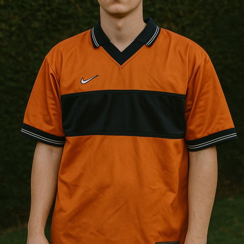 Nike Polo T-shirt used, orange and blue, size M