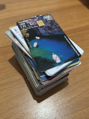 Phone cards used, collection of 50-60 pieces over 20 years old