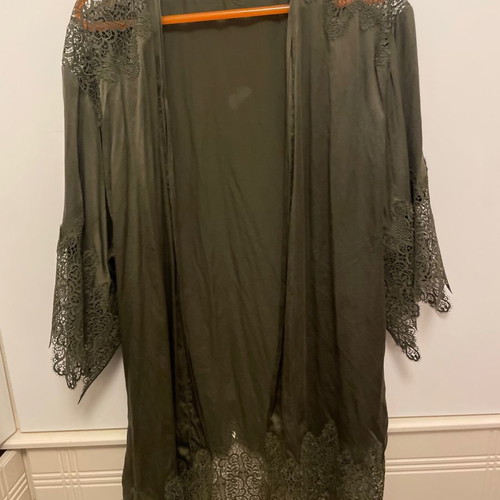 Women's lace house robe 100% real silk