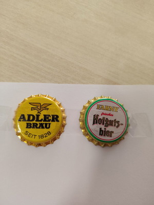 2 German brewery bottle caps, new