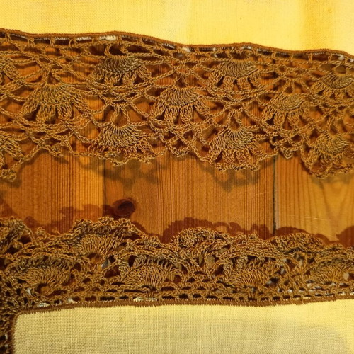 Embroidered table linens used, set of 4, mustard cotton