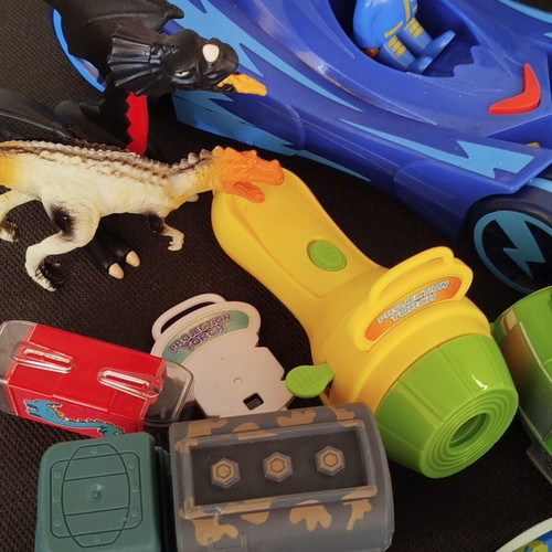Set of children's action toys and toy cars