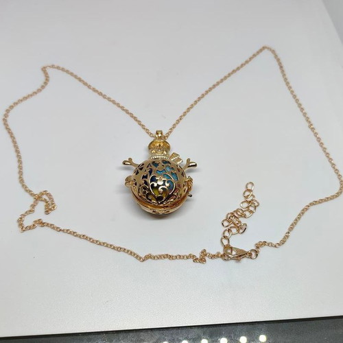 Snowman Pendant Necklace with Colorful Pom Poms like new, gold tone