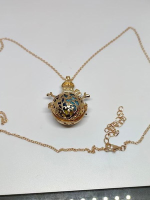 Snowman Pendant Necklace with Colorful Pom Poms like new, gold tone