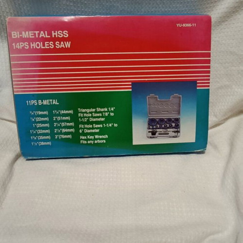Bi-Metal Hole Saw Set 14 Pieces BI-METAL HSS YU-9366-11 New