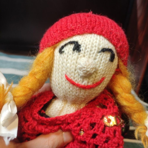 Fabric doll used, possibly Little Red Riding Hood, 40cm
