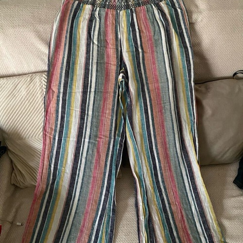 Boho pants used, size Large, elastic waist, comfortable and airy