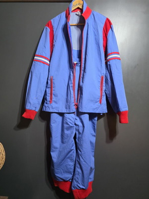 Kaufhof vintage αθλητική φόρμα των 80s σε μπλε και κόκκινο, μέγεθος 46