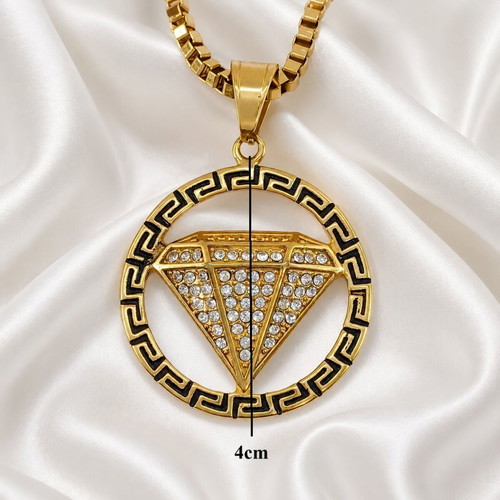 Steel necklace with Venetian chain and crystal pendant new