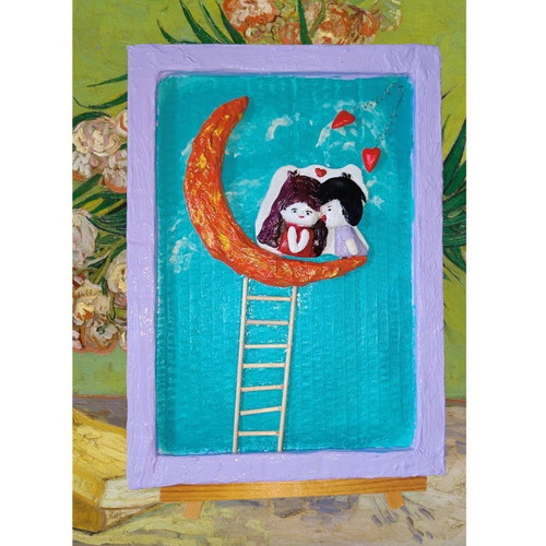 Handmade Valentine’s Day frame with loving couple