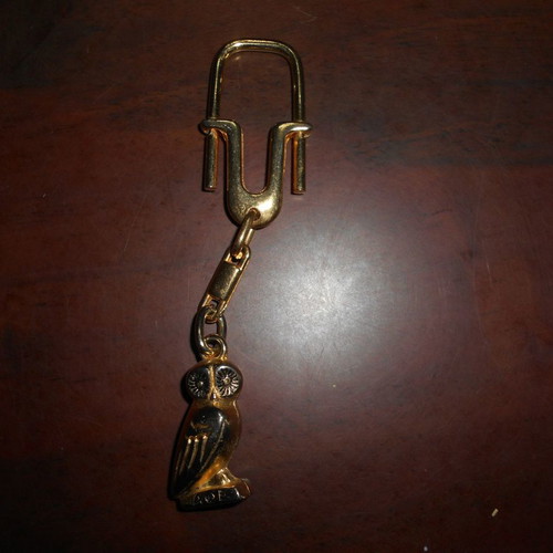 Brass keychains used, owl and dog, set of 2 pieces