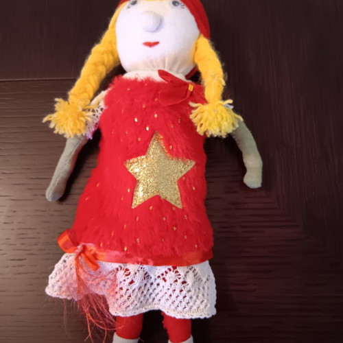 Handmade doll used, soft, 13 cm length