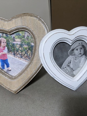 Double heart wooden photo frame like new for small photos