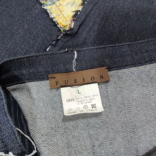 Patchwork Jean Strech Skirt size Large like new, blue