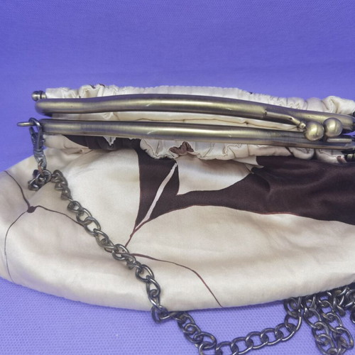 Silk women's bag used with metal chain strap