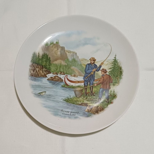 Decorative plate Salmon Fishing like new