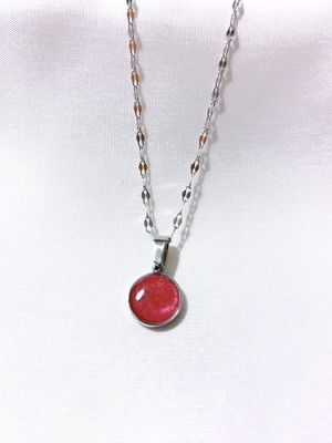 Necklace new, red and steel