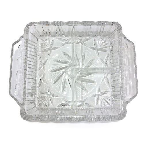Vintage crystal serving platter with 4 compartments like new