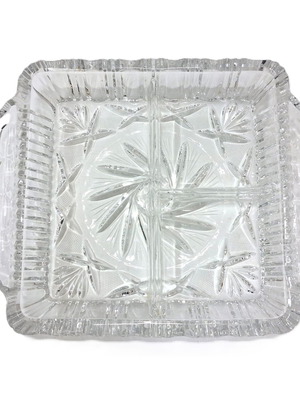 Vintage crystal serving platter with 4 compartments like new