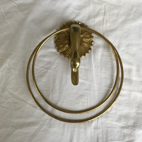 Set of rings used, brass antique curtain or towel holders in gold color