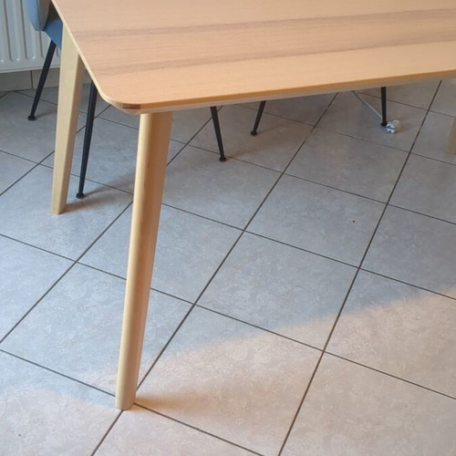 IKEA wooden large table with two velvet chairs from Praktiker