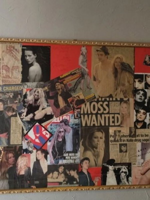 Kate Moss κολλάζ-πίνακας σαν καινούργιο με φωτογραφίες από περιοδικά του Λονδίνου