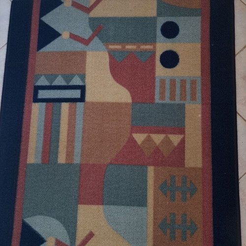 Rugs used, set of 2 colorful runners with anti-slip backing