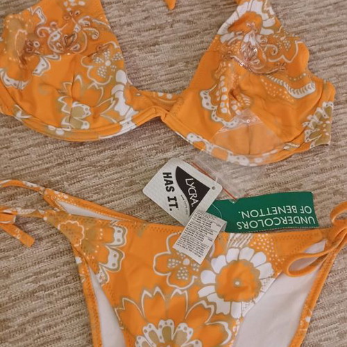 Benetton swimwear set new, orange small and green medium