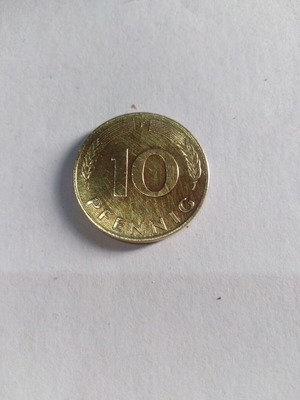 10 Pfennig 1987 coin used, German mark
