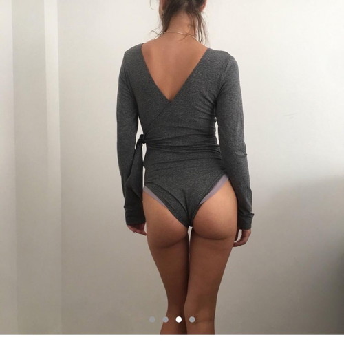 SugarFree grey bodysuit one size new, ballerina style
