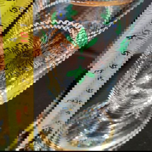 Антична немска ръчно рисувана стъклена чаша викторианска като ново