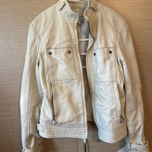 Zara women's leather jacket cream like new, size S
