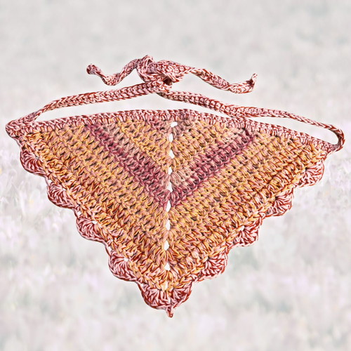 Handmade bandana terracotta, size L, cotton blend, made to order
