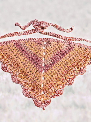 Handmade bandana terracotta, size L, cotton blend, made to order